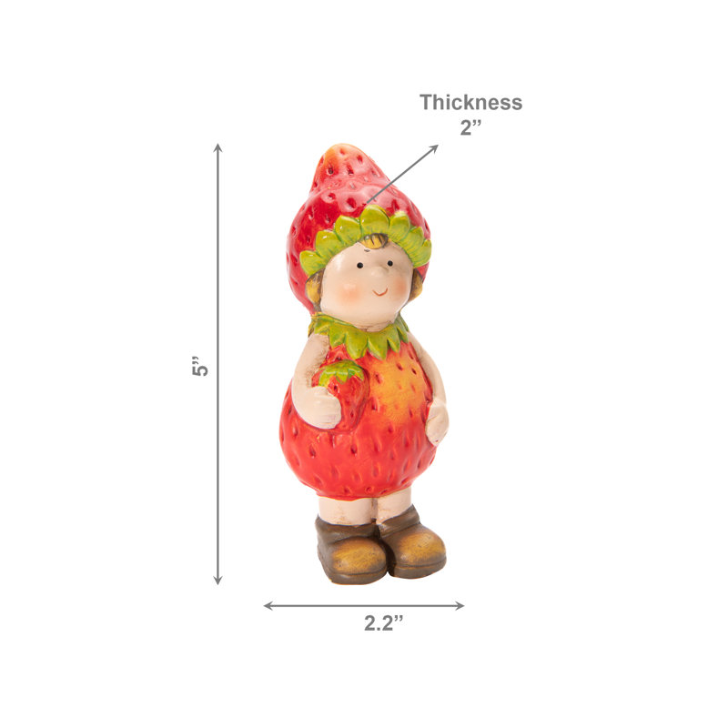5" Terracotta Strawberry Girl Figurine - Set Of 2