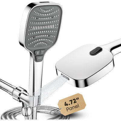 Pomme de douche à main haute pression 8 modes, ABS résistant à la chaleur, buses anti-colmatage, lavage à la machine pour les animaux de compagnie, tuyau en acier inoxydable de 59 po, support épaissi
