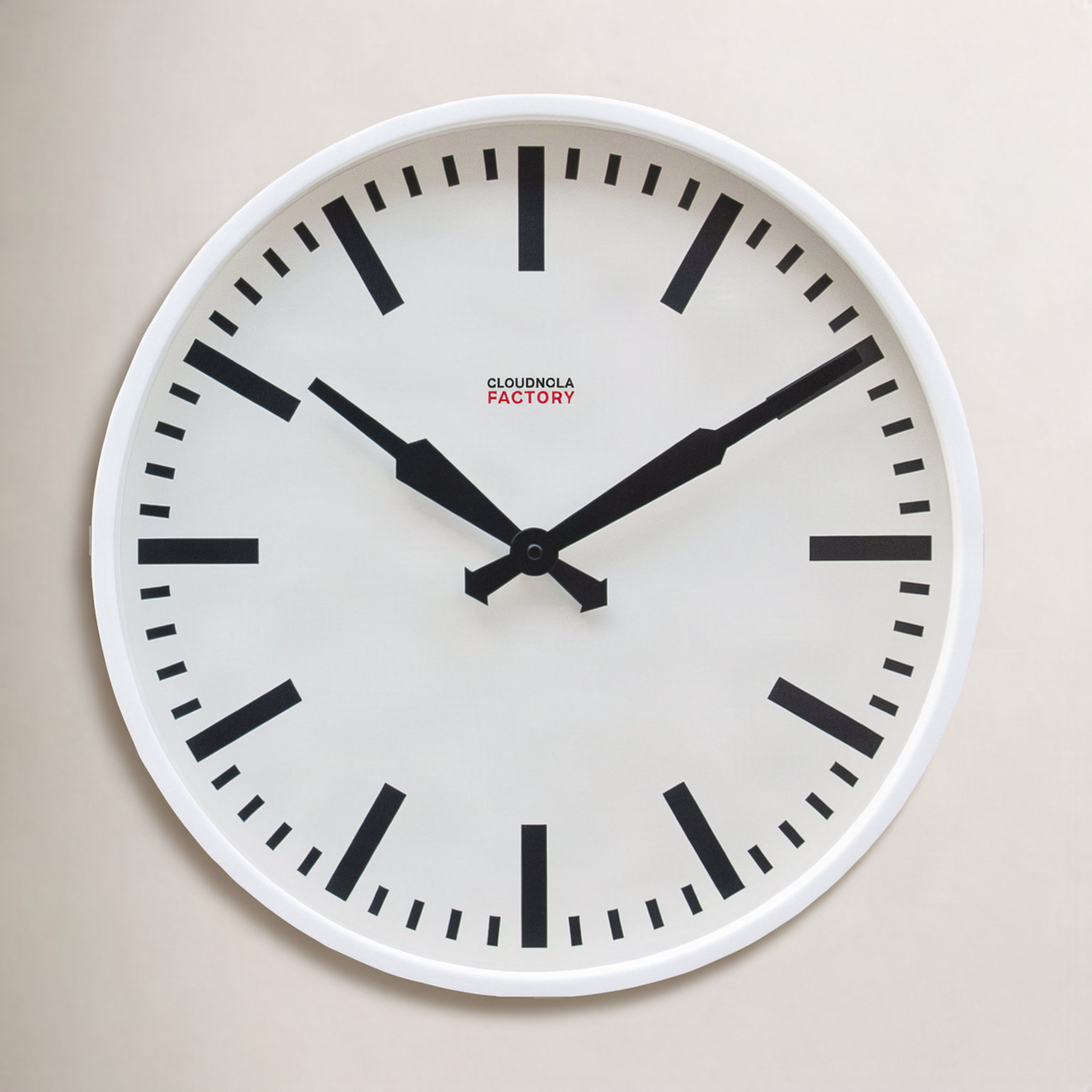 12" Factory Station Metal Wall Clock, White