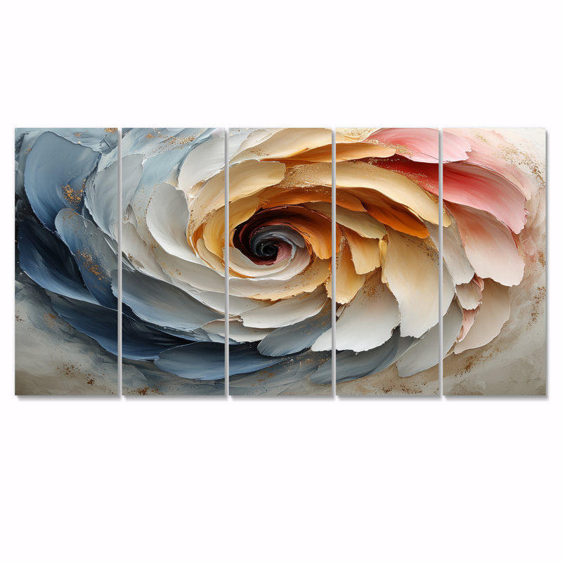 «Yellow and White Floral Spiraling Vortex», ensemble d'art mural spirales abstraites, H 28 po x l 60 po