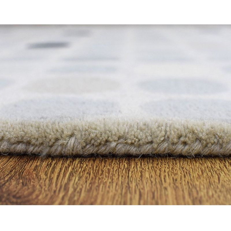 Tapis écologiques en laine touffetés à la main - Rectangle, crème, design moderne contemporain, tapis antidérapants faits à la main et épais pour salon, chambre à coucher