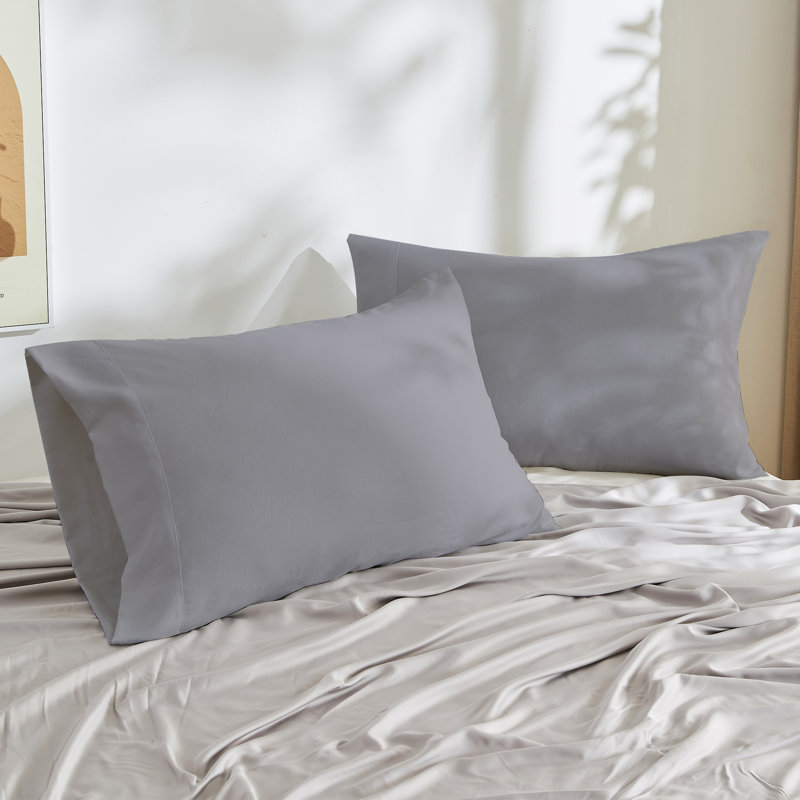 Soft Twill Microfiber Fabric Pillowcases Set, Gray, King Pillowcase