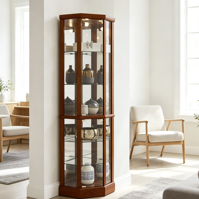 Vitrine d'angle à 6 tablettes Curio Cabinet