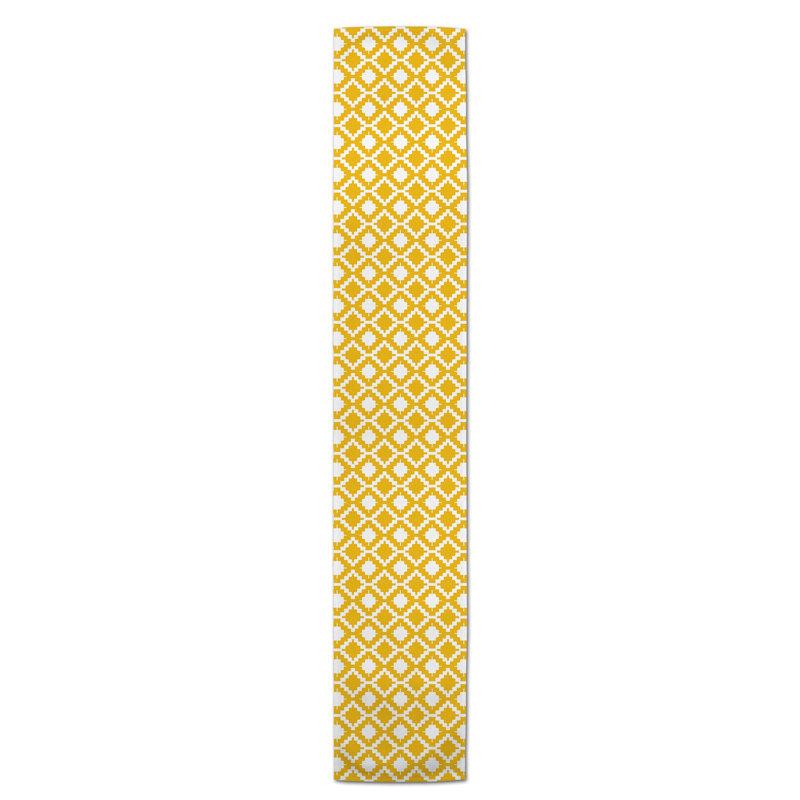 Chemin de table en losanges pointillé Nalston, 72 po x 16 po, Jaune, Géométrique 3
