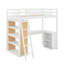 Lit mezzanine simple avec échelle, tablettes et bureau