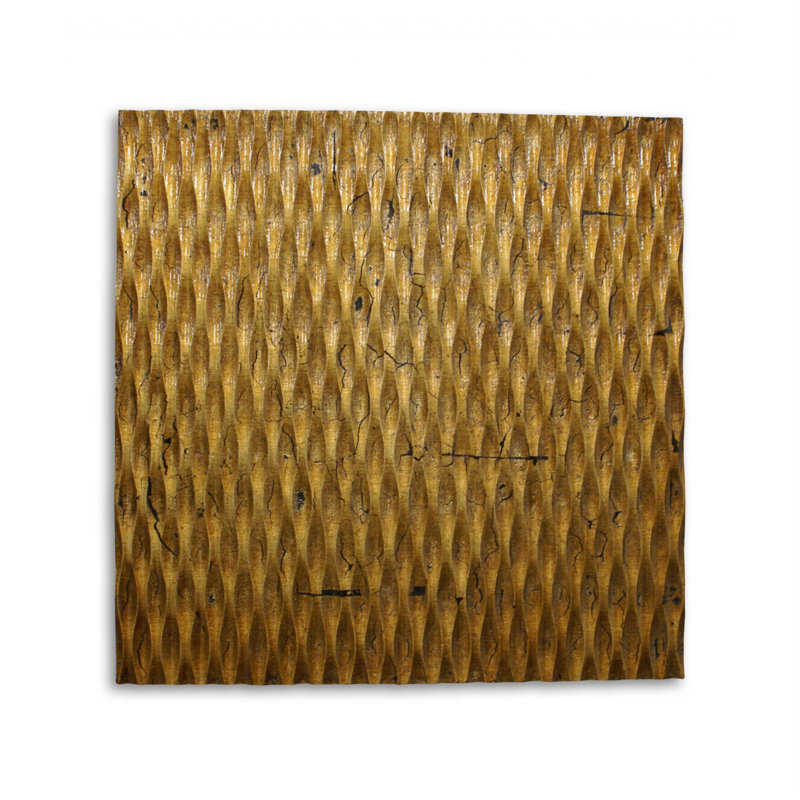 Raw Wood Look Square Wall Art, Gold, 24" H x 24" W x 1" D