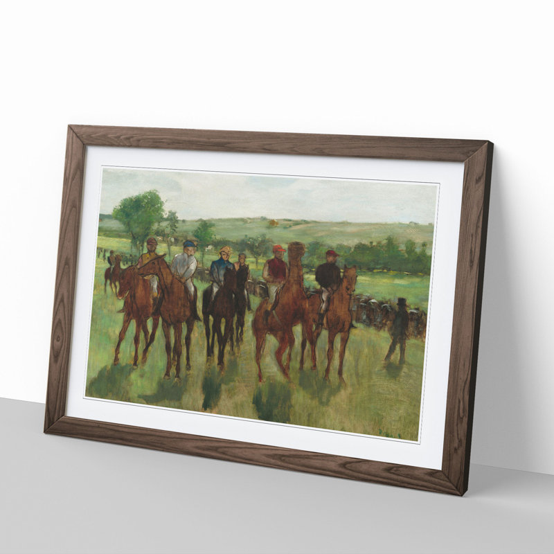 The Horse Riders by Edgar Degas - Picture Frame Painting, 27cm H x 36cm W x 2cm D, Walnut