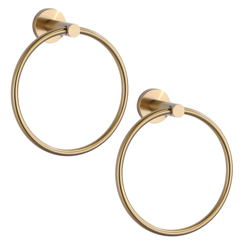 Wall Mounted Towel Ring with Concealed Mounting Hardware, Brushed Gold