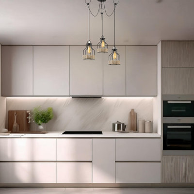 Adjustable Height 3-Lights Metal Body Cluster Pendant