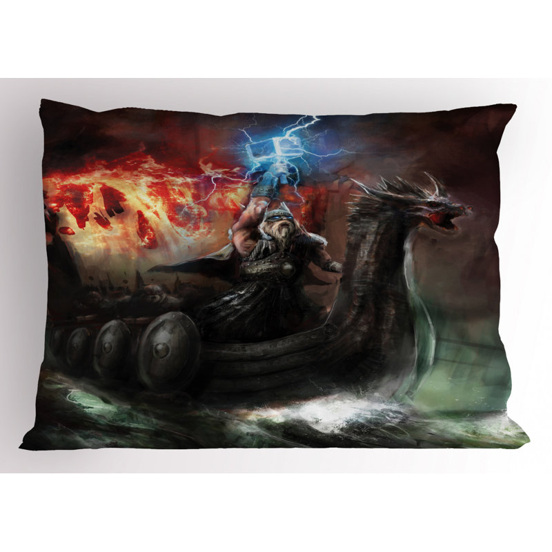 Blue/Green/Red Poyester Microfiber Piece Sham, King