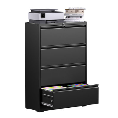 35.43"W 4 Drawer Metal Lateral File Cabinet with Lock for Home and Office.