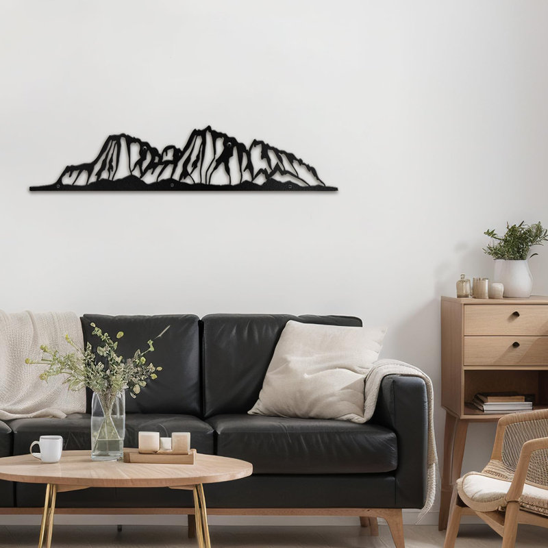 Décoration murale abstraite décorative murale en métal Layered Mountain Range, Noir, H 7,92 po x l 36 po x P 0,05 po