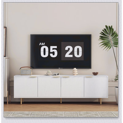 Modern TV Stand Fluted 68" t, Entertainment Center with Storage Doors, TV Console Media Cabinet,  for 55+ Inch TV, Living Room