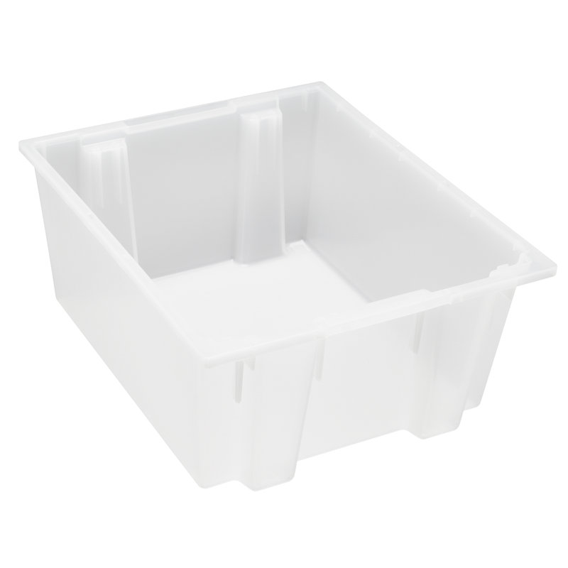 Stack and Nest Tote, heavy duty, 2.00 cu. ft. capacity, polypropylene, (priced per each, 3 each per carton), case of 3, Clear