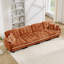 Canapé en chenille orange matelassé à 4 places avec 4 coussins de 131 po