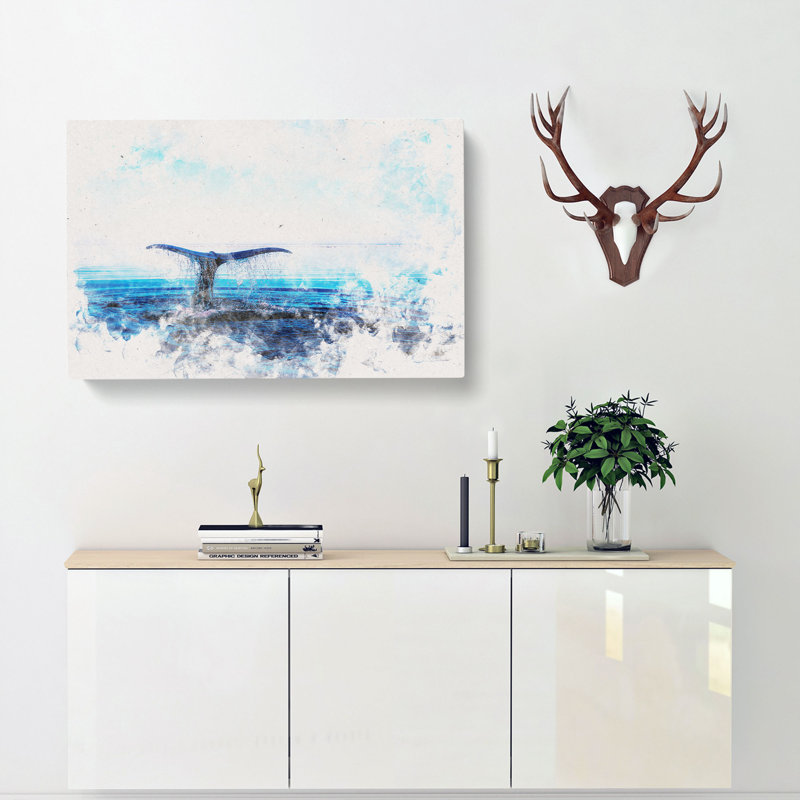 Whale Tail from the Ocean - Wrapped Canvas, 60cm H x 91cm W x 3cm D