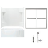 60" W x 74.25" H Frameless Rectangle Sliding Tub & Shower Kit with Towel Bar and Base Included