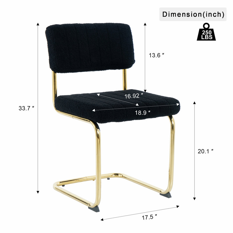 Upholstered Counter Stool with Metal Frame, Or, Noir