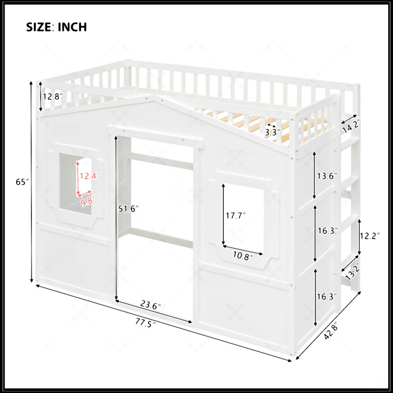 Lit mezzanine simple avec échelle - blanc
