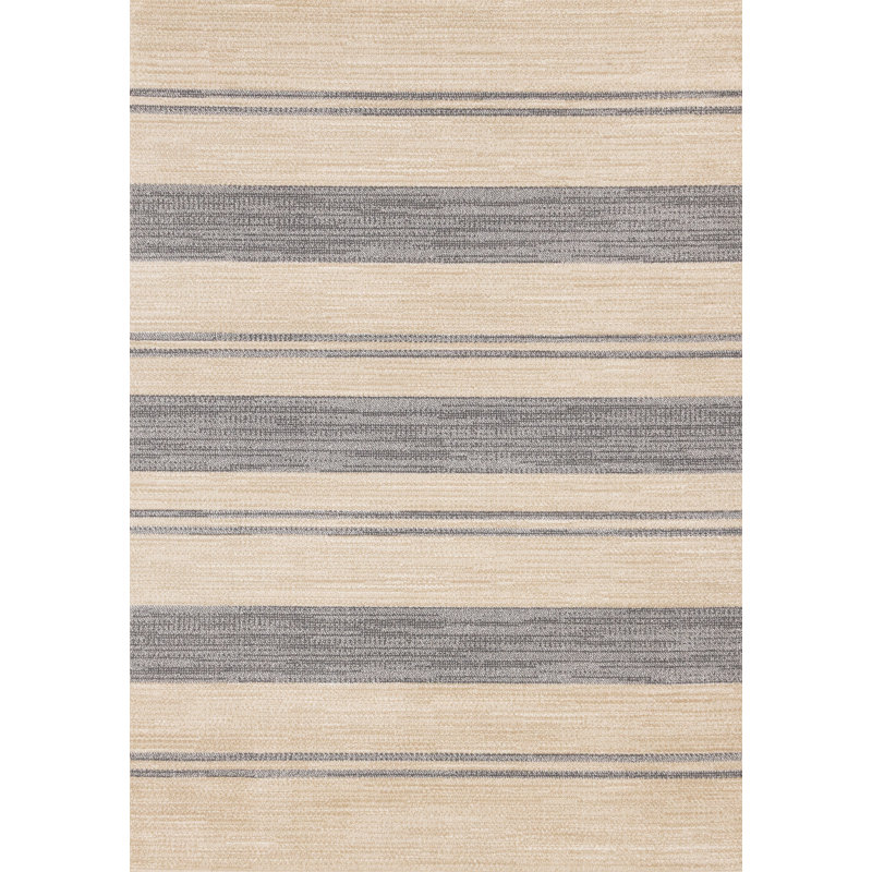 Tapis rayé beige moderne contemporain d'intérieur, 7 pi 10 po x 10 pi 6 po