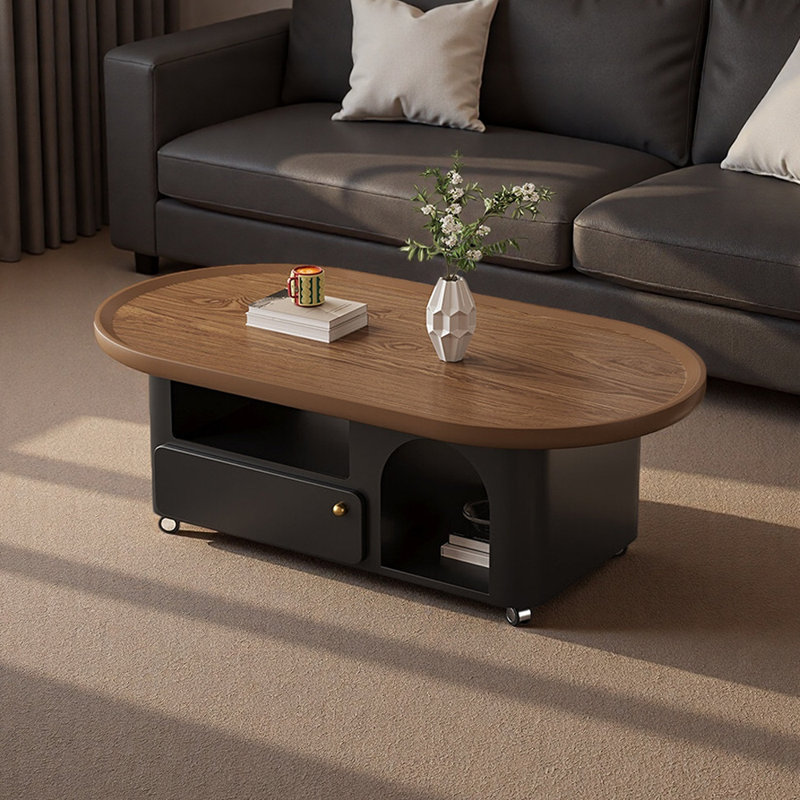 Table basse mobile en bois avec poulie, H 17,2 po x L 51,18 po x l 23,62 po