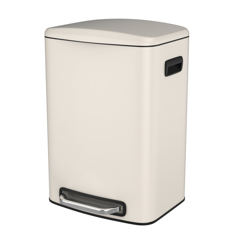 Poubelle à pédale 13 gallons en acier inoxydable avec 30 sacs à ordures, Blanc