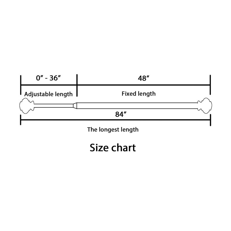 Ensemble de tringle à rideaux simple réglable en fer 3/4 po de diamètre, 48" – 84", Étain