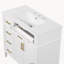 Meuble-lavabo autoportant 36 po avec comptoir d'évier, armoire en bois de pin et panneau de fibres à densité moyenne avec 4 tiroirs (1 tiroir rabattable), 2 portes et tablette réglable, lavabo en céramique, blanc