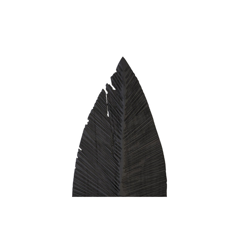 Carved Leaf on Stand Sculpture, Burnt, 74" H x 14" W x 16" D