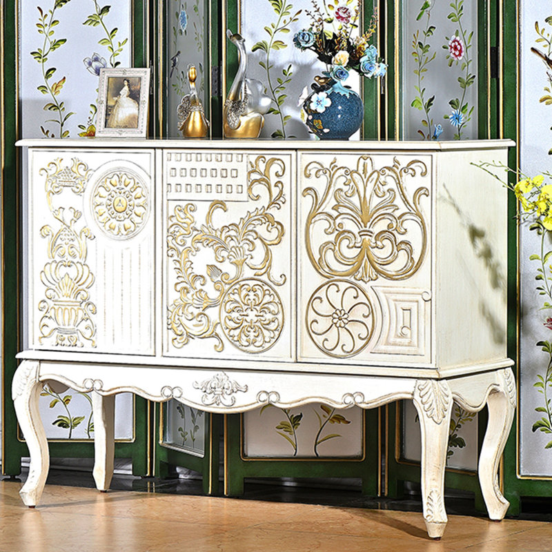 Console rectangulaire en bois manufacturé blanc massif, H 35,83 po x l 47,24 po x P 15,75 po