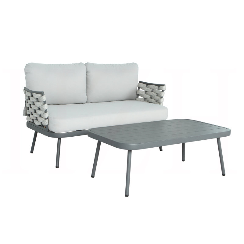 Causeuse et table en acier, gris, Gris, Gris