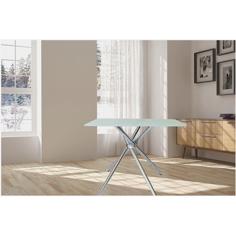 36" Square Frosted Tempered Glass Table