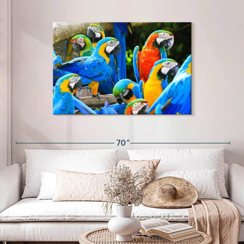 Brampt Flock Of Macaws, 30" H x 45" W