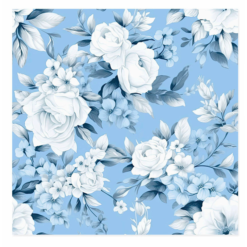 «Floral Winter Blue Flowers», reproduction d'art non encadrée, H 14 po x l 14 po