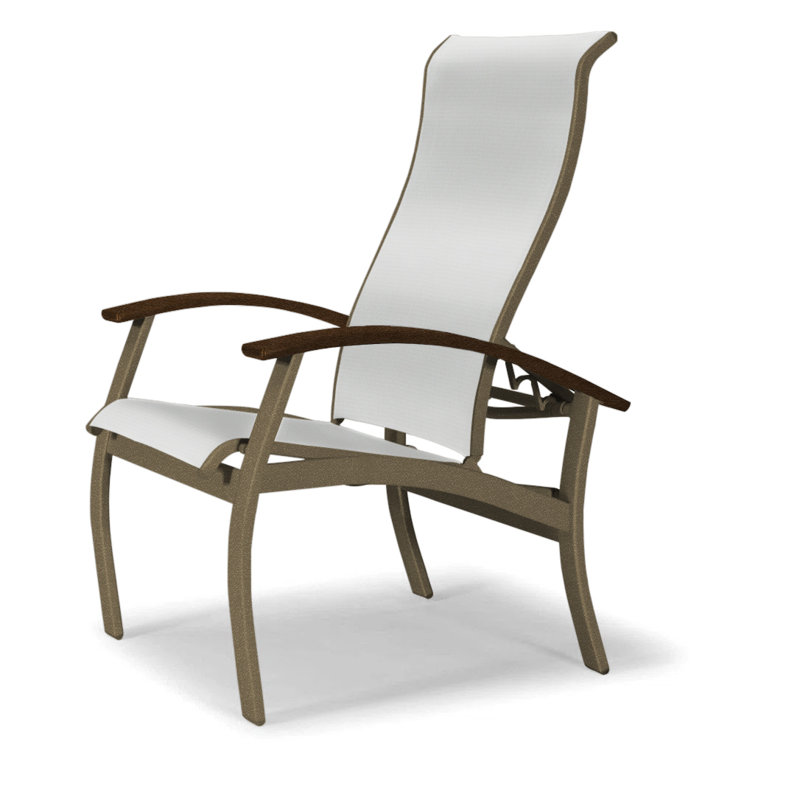 Chaise de patio Askar, Bois de plage texturé, Blanc 6D Sunbrella®, Kona