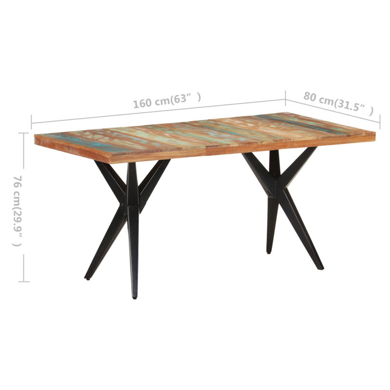 Dining Table Rough Mango Wood, Brown, 31.5" W x 63" L