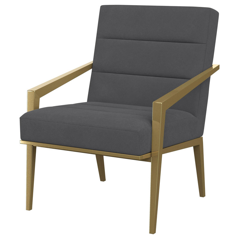Kirra Upholstered Metal Arm Accent Chair, Gray Fabric