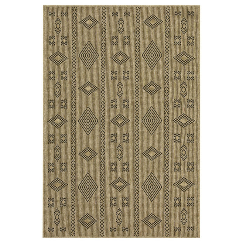 Tapis intérieur / extérieur en jute / noir Earth Earth_NTL1001, Rectangle 7 pi 10 po x 10 pi 3 po