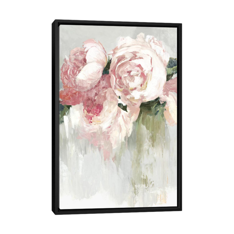 «Peony», reproduction sur toile, H 26 po x l 18 po x p 1,5 po, Toile avec cadre noir, Pas de tapis
