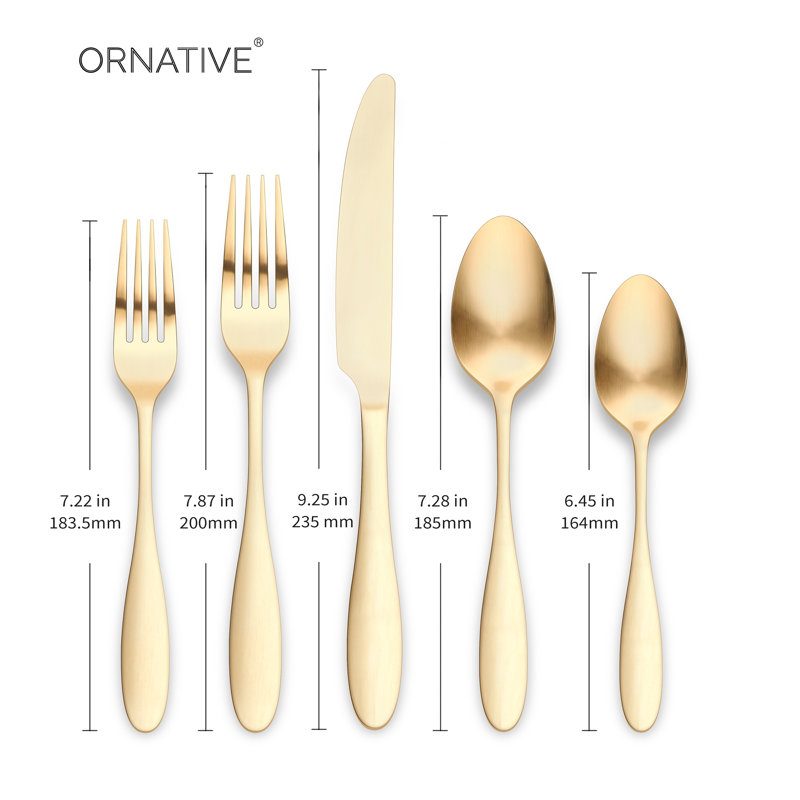 Amadea 18/0 Stainless Steel 20 Pieces Flatware Set, Matte Gold