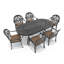 Ensemble de salle à manger de patio ovale avec 6 fauteuils, sièges rembourrés bruns, mobilier de jardin extérieur-95859224