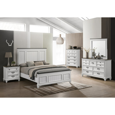 Semaj Wood Distressed Bedroom Set with Bed, Dresser, Mirror, Nightstands, Chest by Laurel Foundry Modern Farmhouse