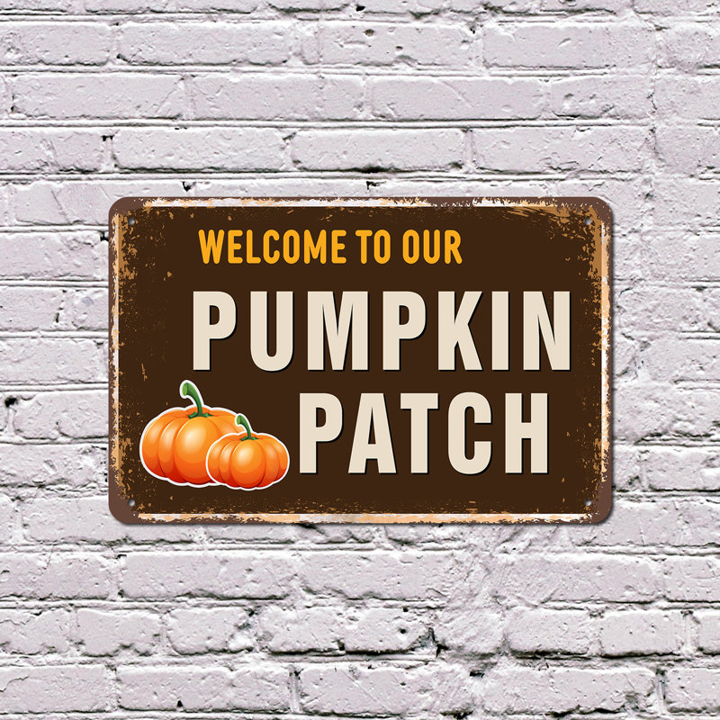 Panneau de bienvenue en plastique 8 po x 12 po Welcome To Our Pumpkin