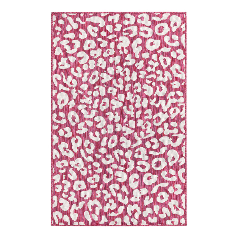 Magenta/Ivory Indoor/Outdoor Rug, Rectangle 3' x 5'