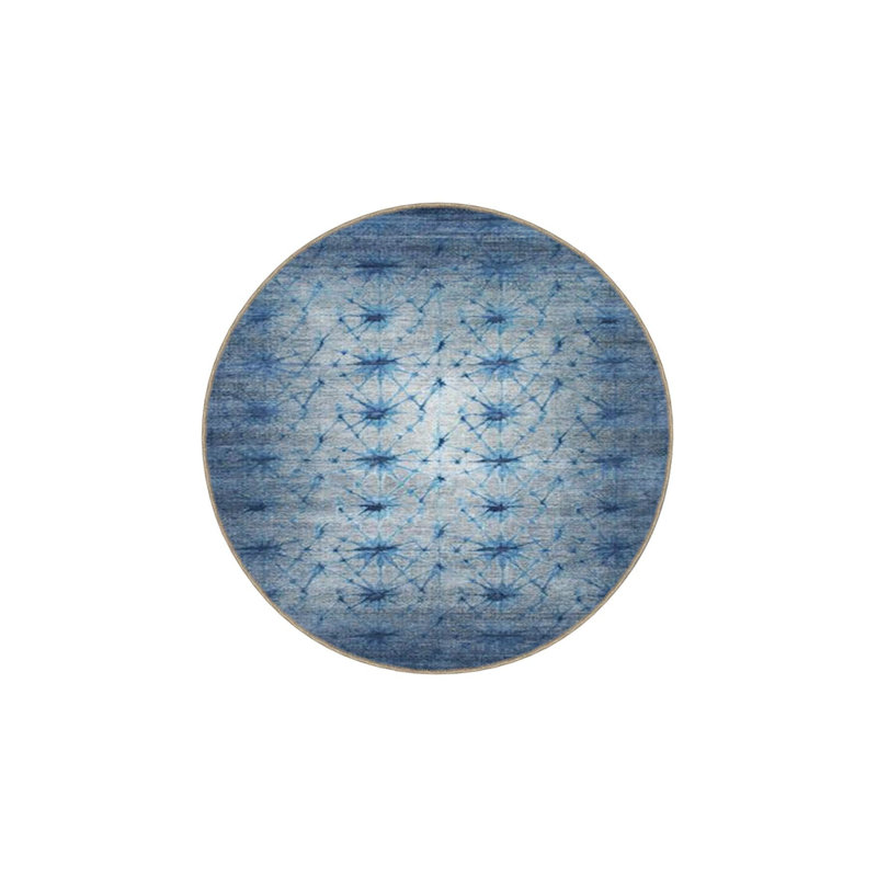 Machine Washable Light Blue Geometric Patterned Decorative Rug, Runner 3'3" x 6'7" Rug Pad Included