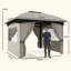 Pavillon de jardin en acier galvanisé avec teinte grise avec espace extérieur, acier galvanisé et polyester