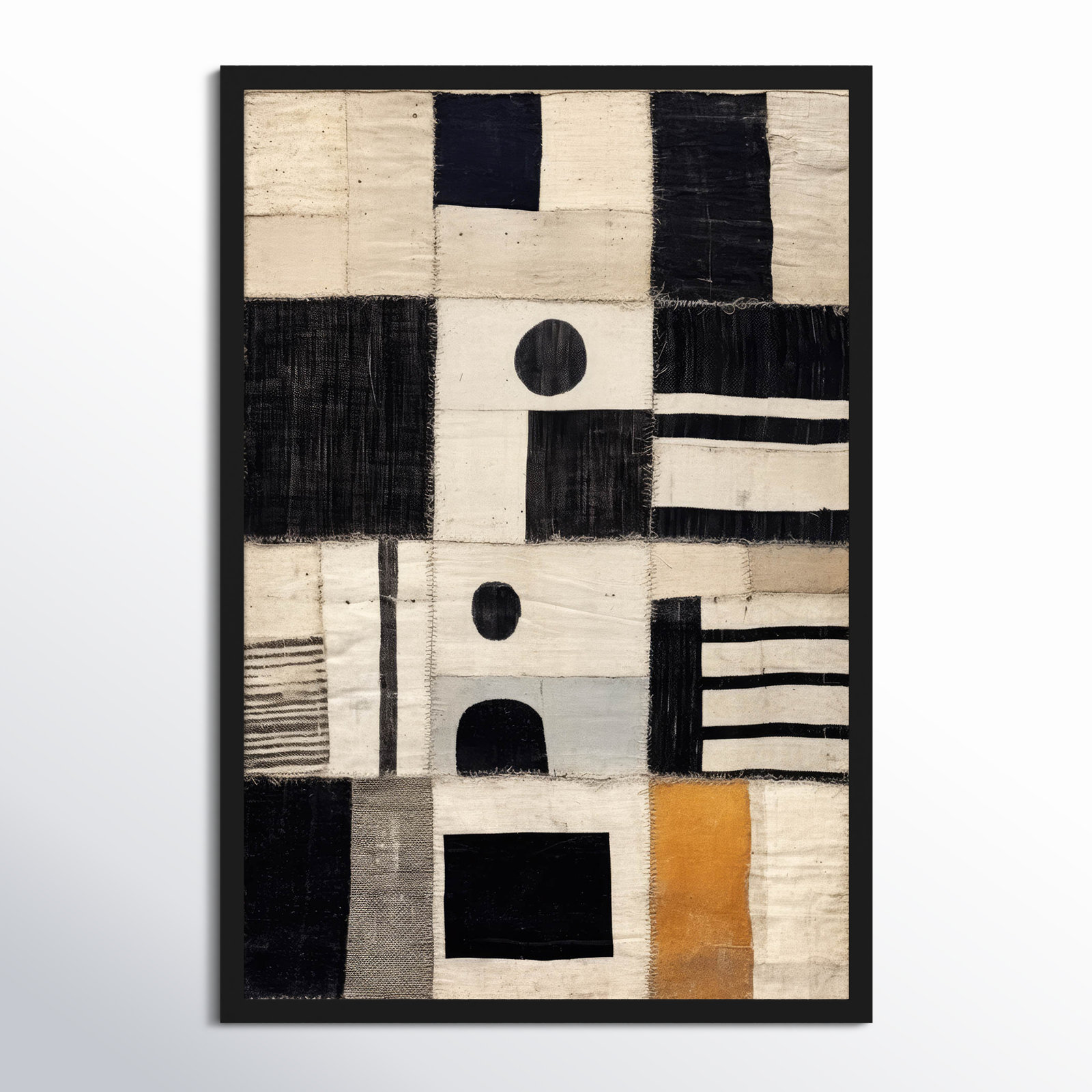 Sewn Fabric by Treechild  Wood Framed Wall Art Print, Black, 41" H x 28" W