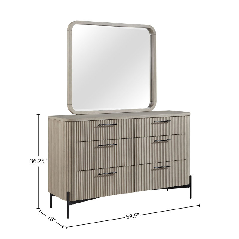 Commode 6 tiroirs Eastville, Taupe