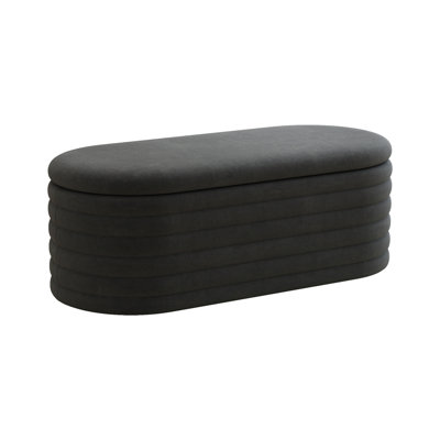 Storage Chenille Ottoman Bench Upholstered Fabric Storage Bench End of Bed Stool with Safety Hinge for Bedroom, Living Room, Entryway, Closet by Red Barrel Studio