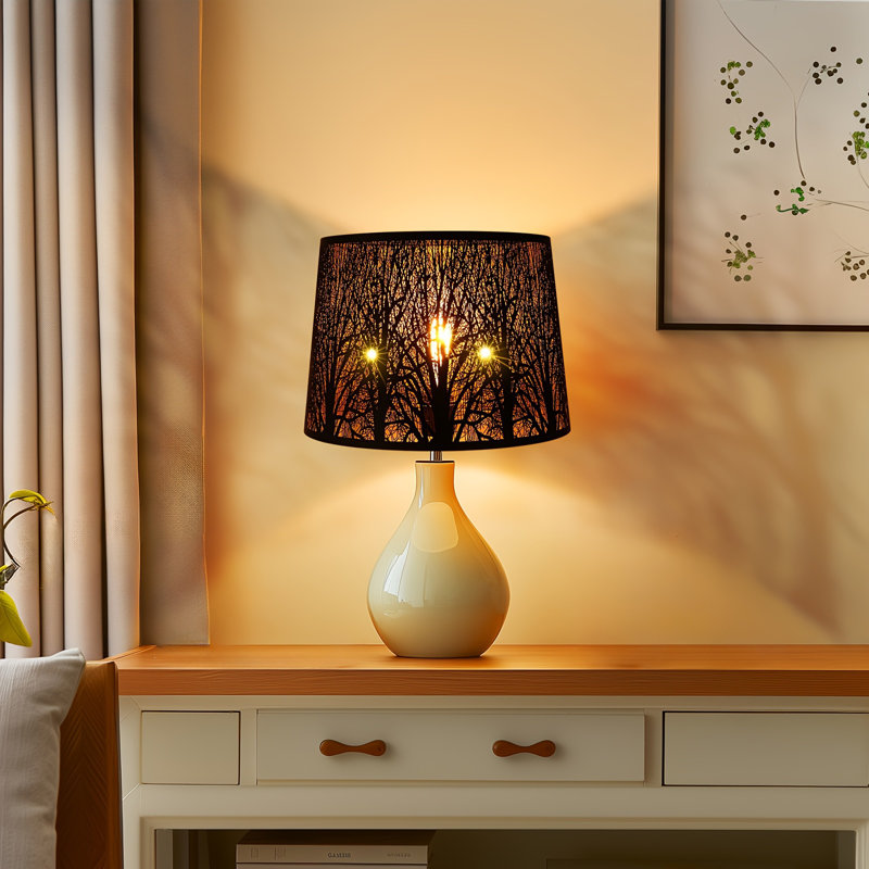 ALUCSET, ensemble de 2 abat-jour de lampe de table en métal, abat-jour de remplacement gravé à l'eau-forte, 10 po de haut x 12 po de bas x H 9 po, motif de flèche en losange rétro, intérieur noir doré